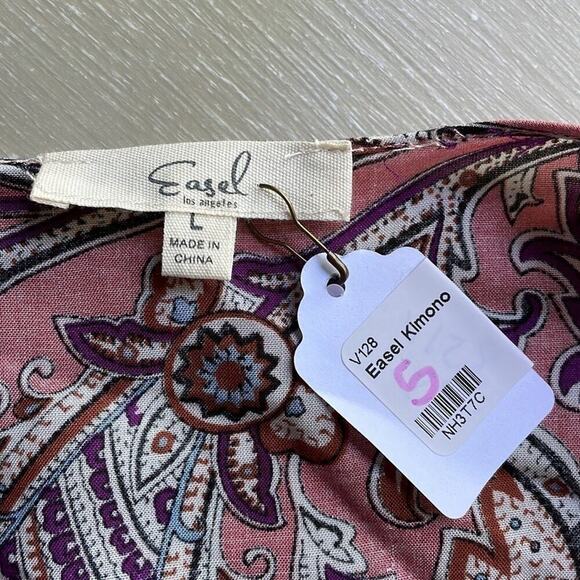 NWT Easel Los Angeles pink paisley kimono - Picture 8 of 12